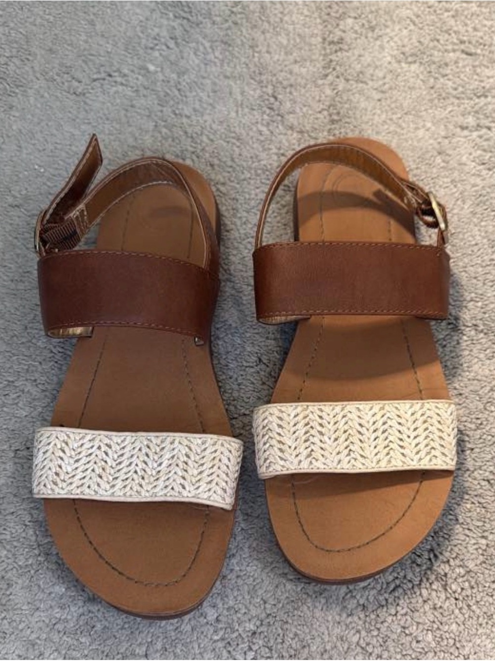 wonder nation Brown and White Braided Strap Sandals